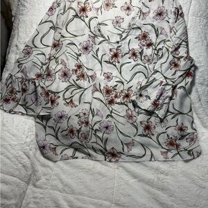 Women’s Como Black 3X Floral Blouse with Ruffle Sleeves